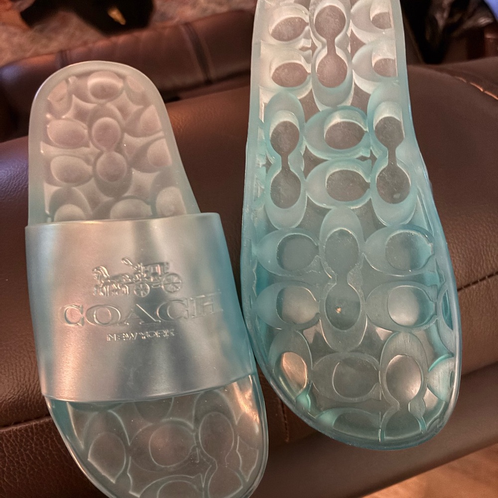 Coach Translucent Aqua Slides - Picture 1 of 3
